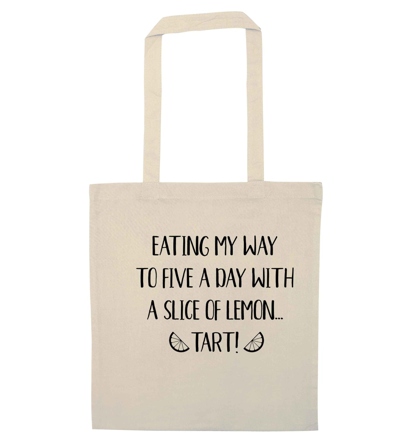 Eating my way to five a day with a slice of lemon tart natural tote bag