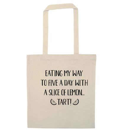 Eating my way to five a day with a slice of lemon tart natural tote bag
