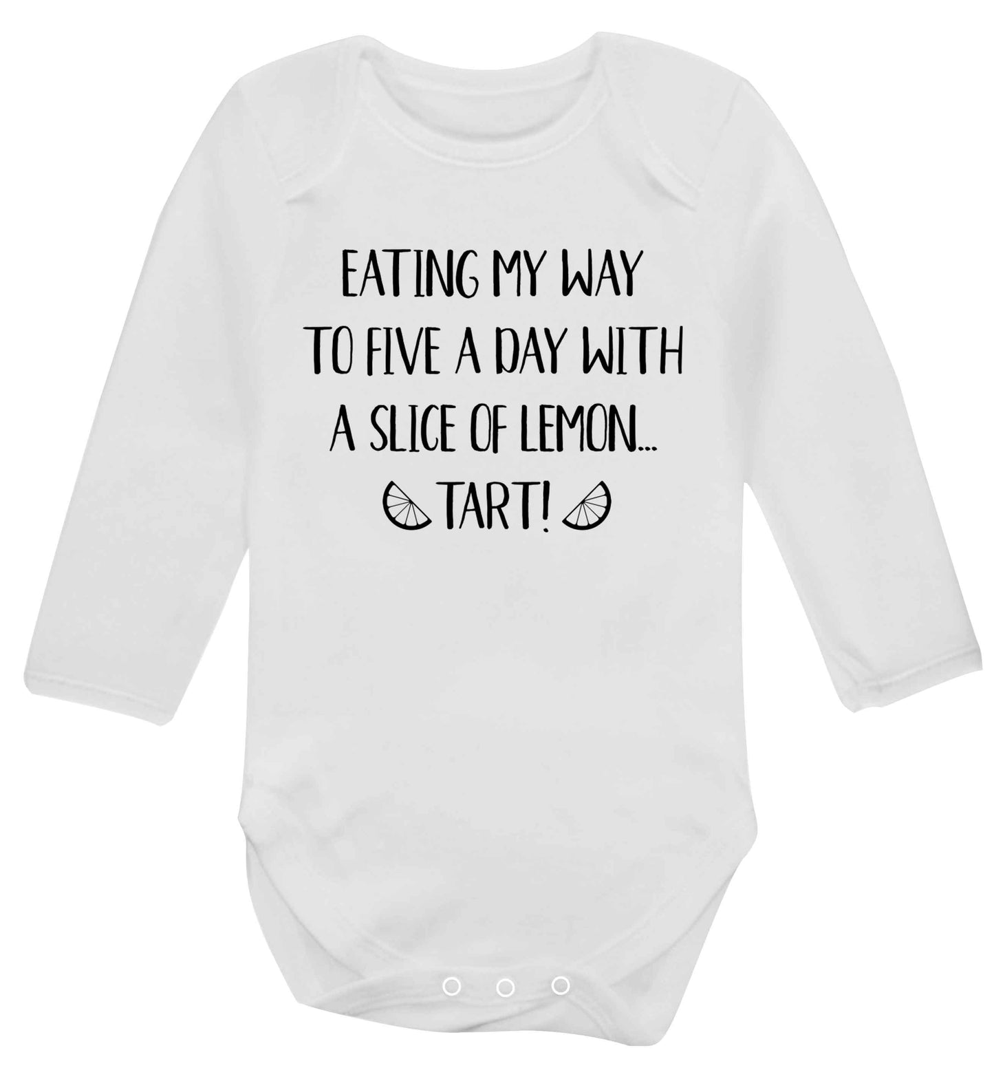 Eating my way to five a day with a slice of lemon tart Baby Vest long sleeved white 6-12 months