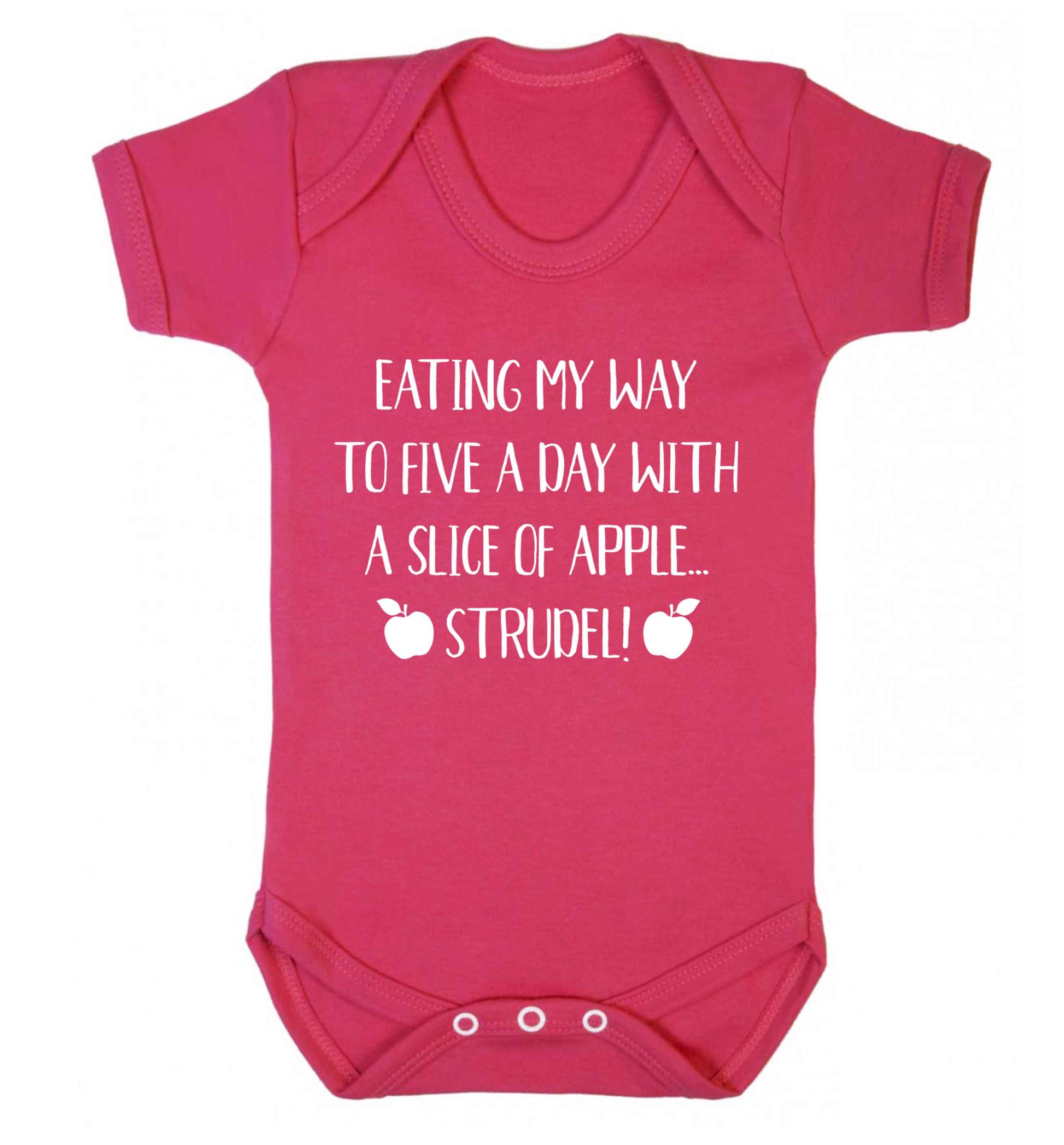 Eating my way to five a day with a slice of apple strudel Baby Vest dark pink 18-24 months