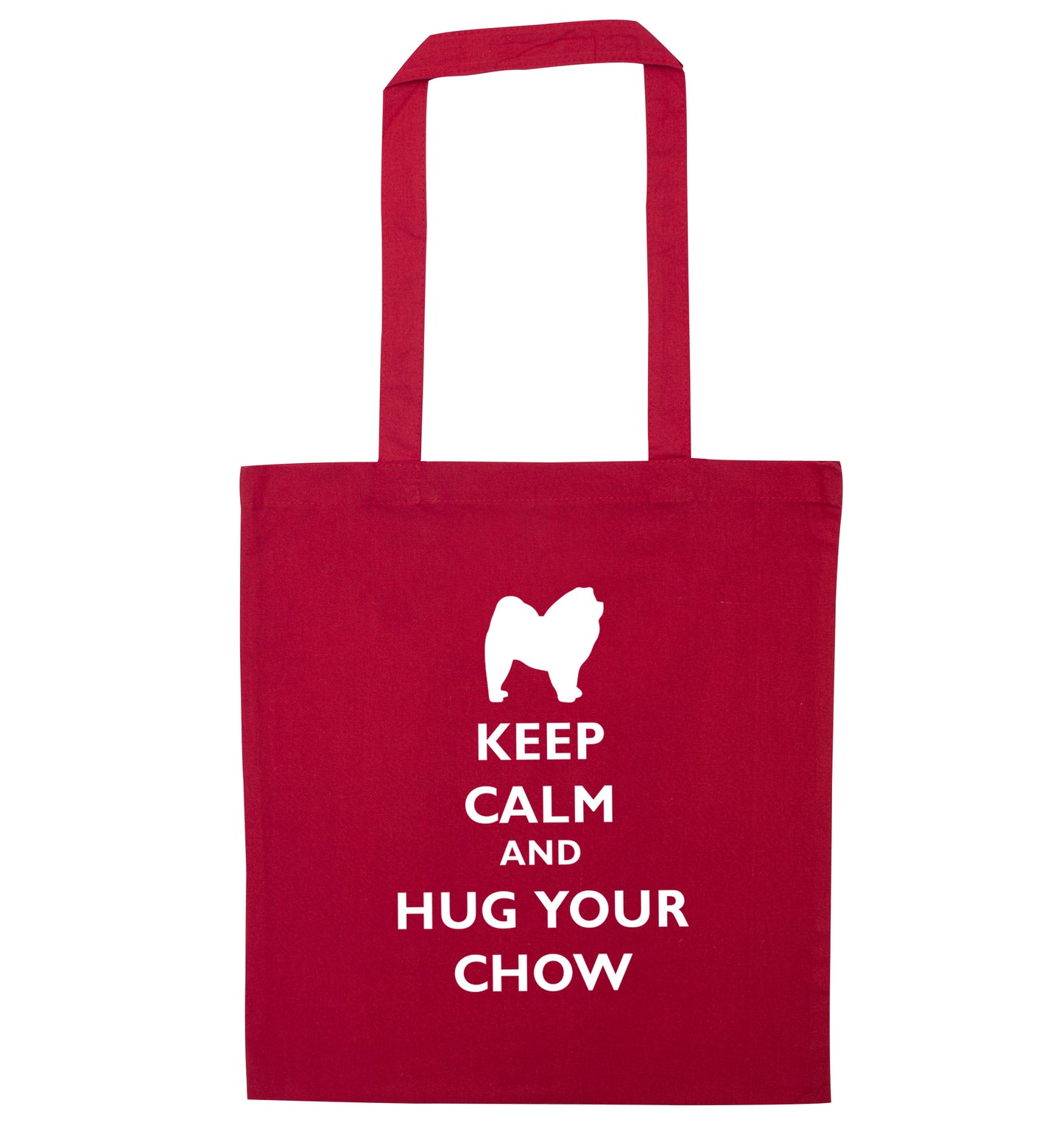 Keep calm and hug your chow red tote bag