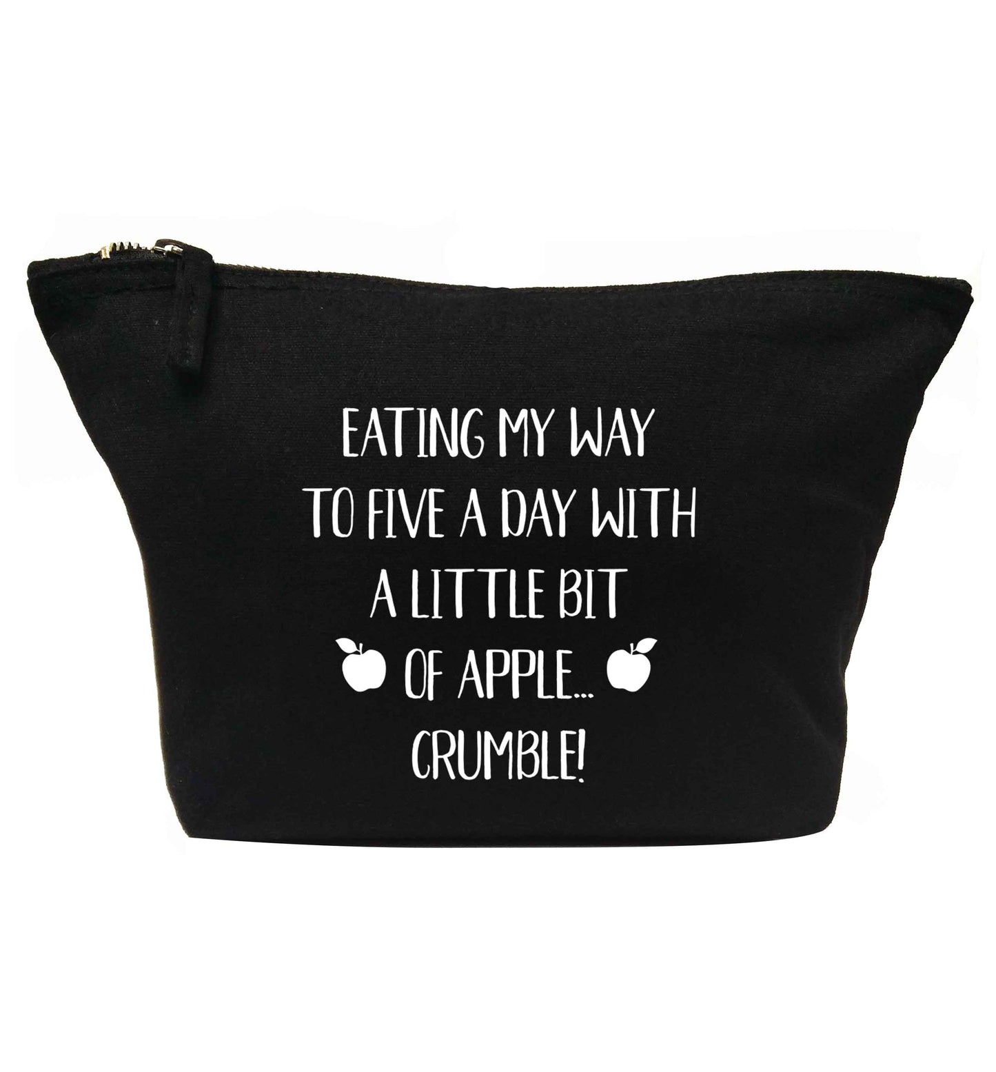 Eating my way to five a day with a little bit of apple crumble | makeup / wash bag