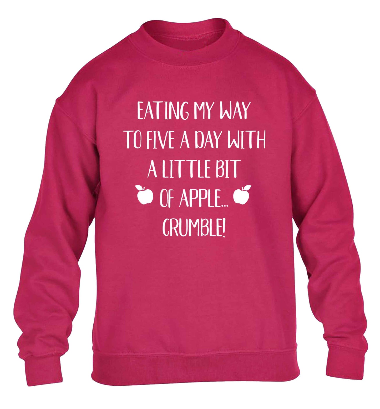 Eating my way to five a day with a little bit of apple crumble children's pink sweater 12-13 Years
