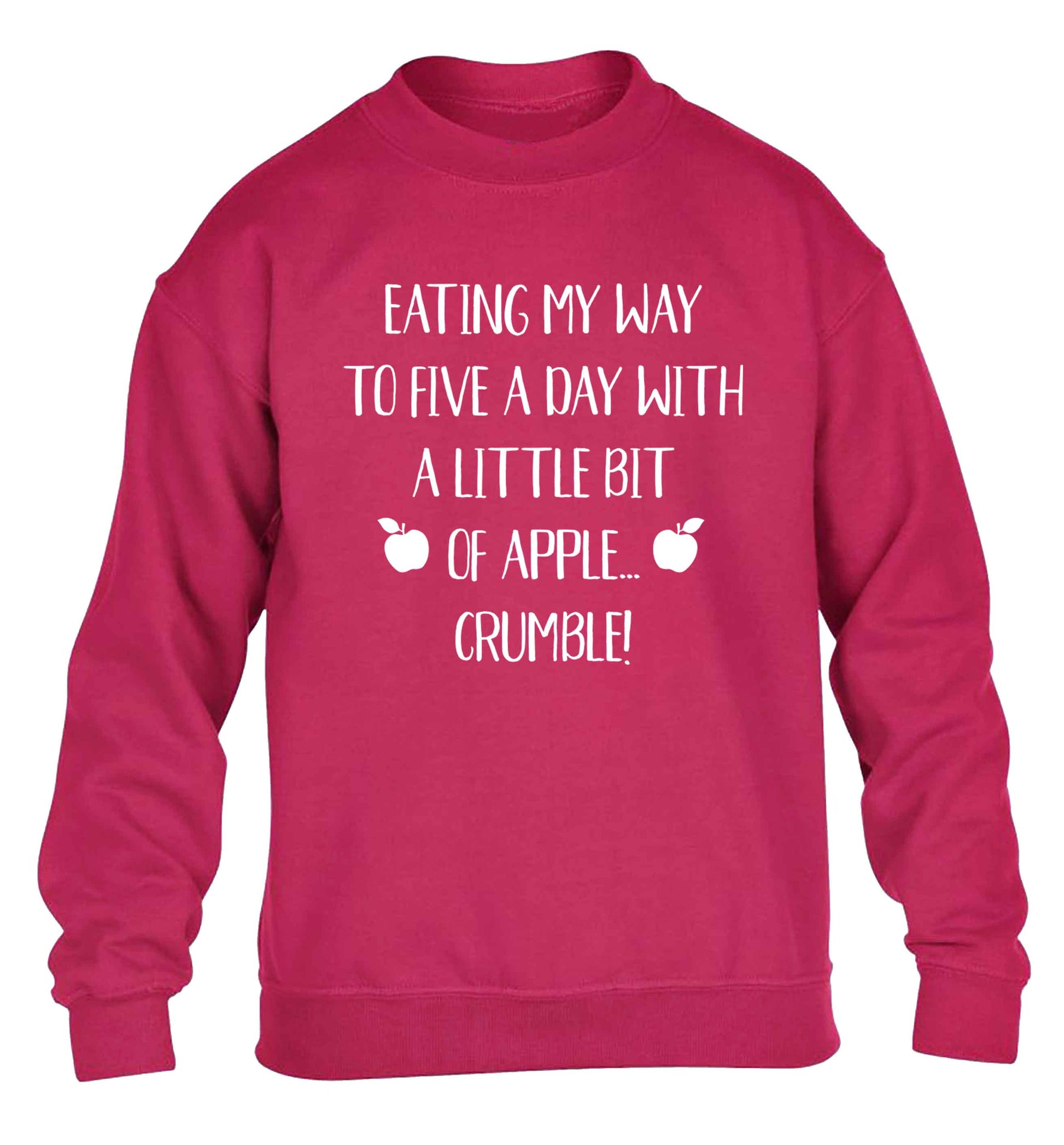 Eating my way to five a day with a little bit of apple crumble children's pink sweater 12-13 Years