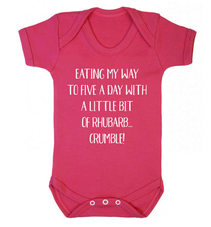 Eating my way to five a day with a little bit of rhubarb crumble Baby Vest dark pink 18-24 months
