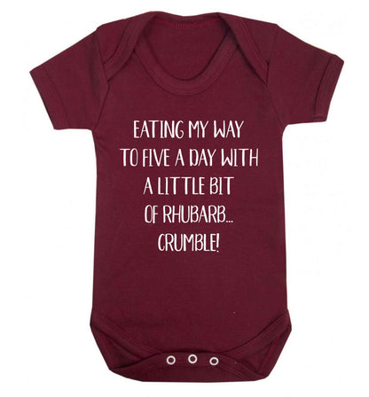 Eating my way to five a day with a little bit of rhubarb crumble Baby Vest maroon 18-24 months