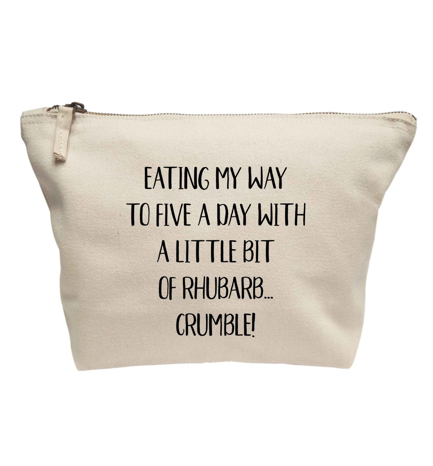 Eating my way to five a day with a little bit of rhubarb crumble | makeup / wash bag