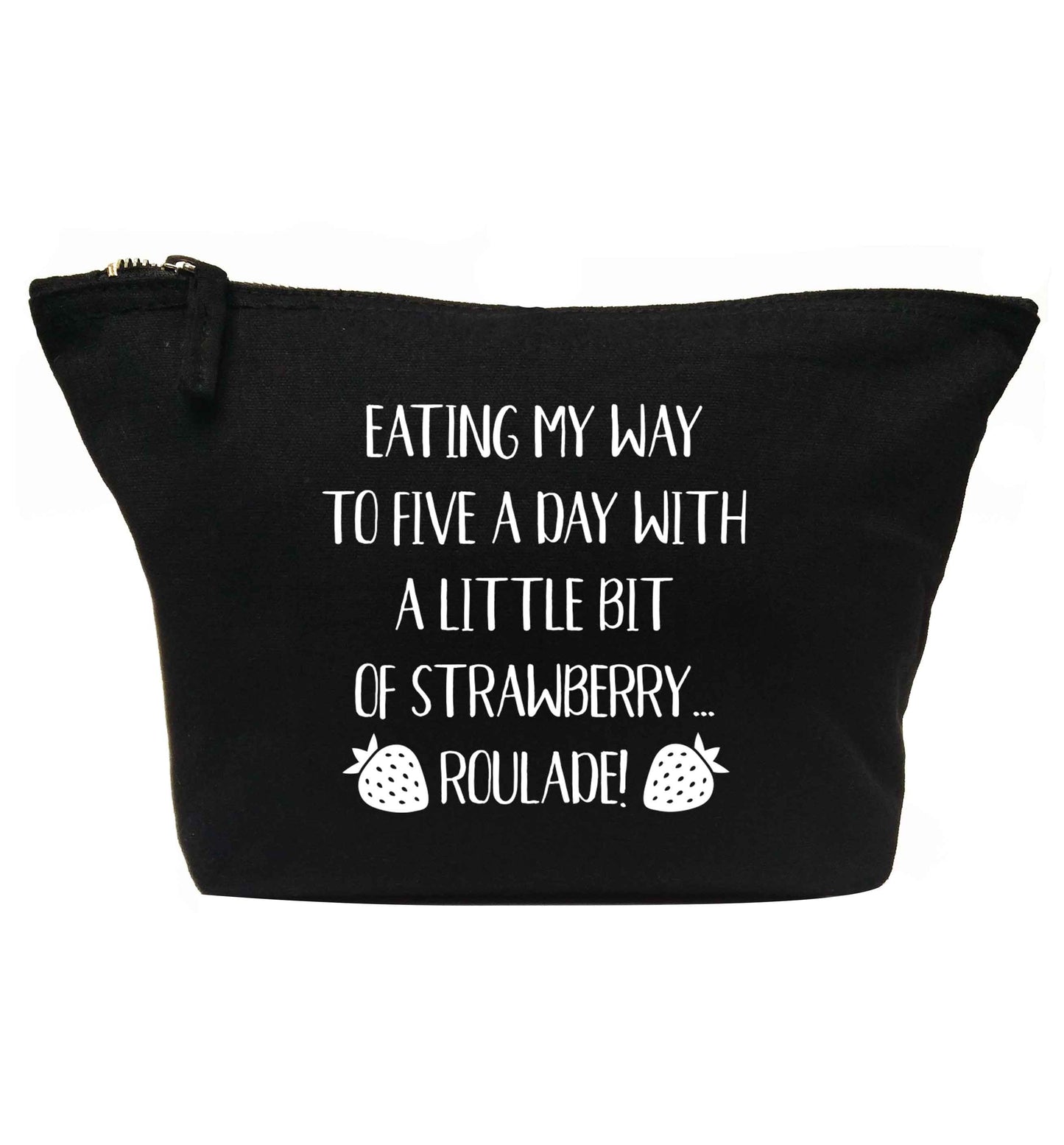 Eating my way to five a day with a little bit of strawberry roulade | makeup / wash bag