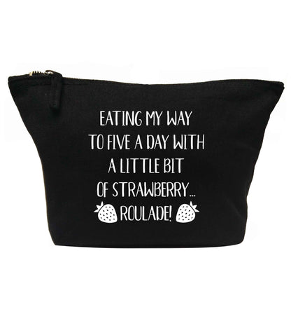 Eating my way to five a day with a little bit of strawberry roulade | makeup / wash bag