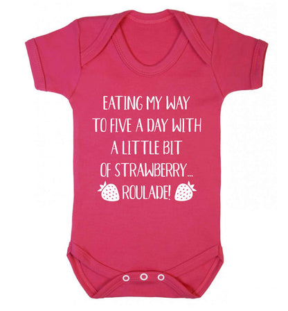 Eating my way to five a day with a little bit of strawberry roulade Baby Vest dark pink 18-24 months