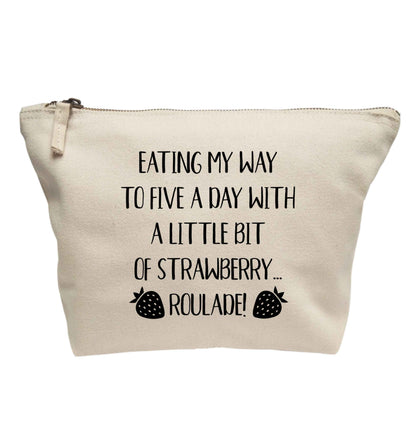 Eating my way to five a day with a little bit of strawberry roulade | makeup / wash bag