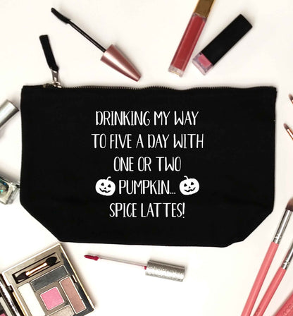 5 a Day Pumpkin Lattes black makeup bag