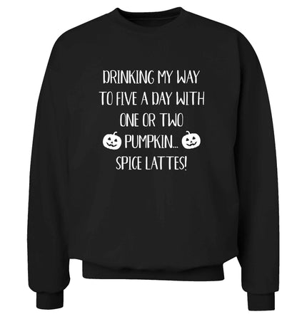5 a Day Pumpkin Lattes adult's unisex black sweater 2XL