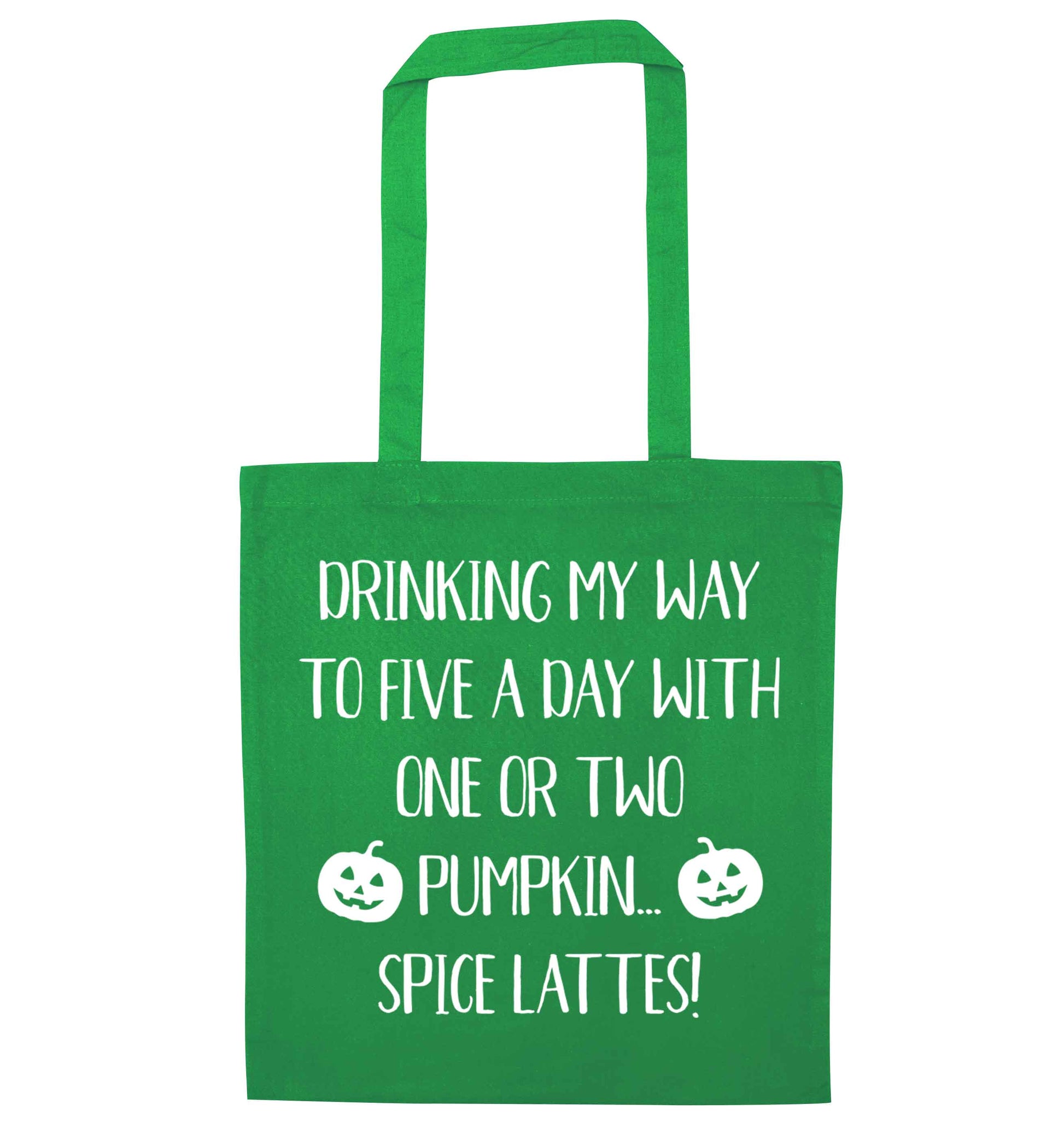 5 a Day Pumpkin Lattes green tote bag