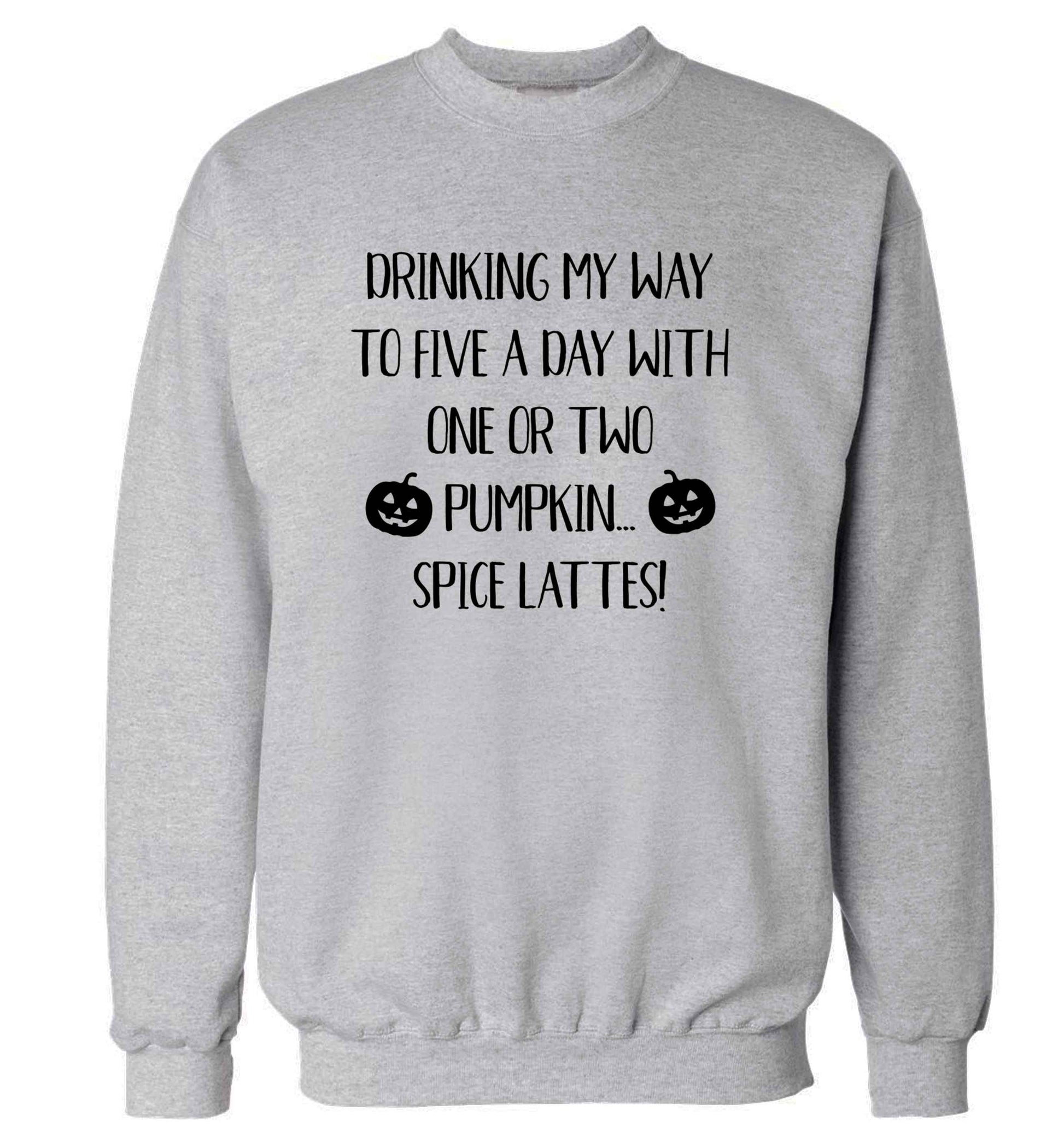 5 a Day Pumpkin Lattes adult's unisex grey sweater 2XL