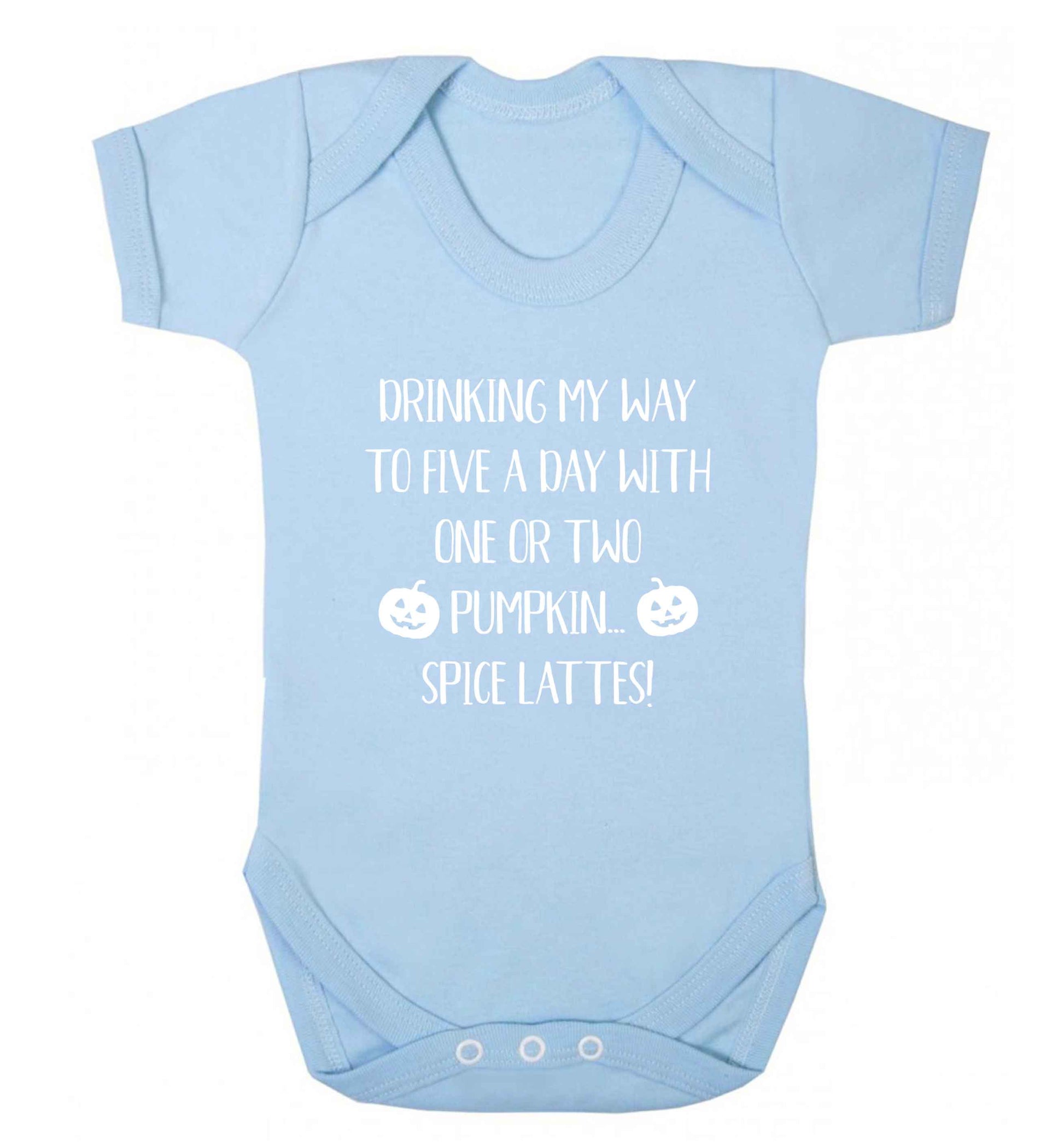 5 a Day Pumpkin Lattes baby vest pale blue 18-24 months