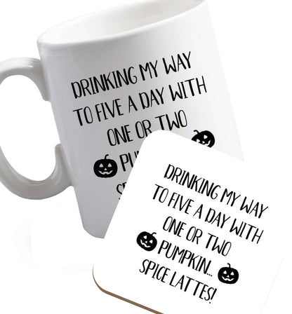 10 oz Favourite Type Pan Pancake ceramic mug and coaster set right handed