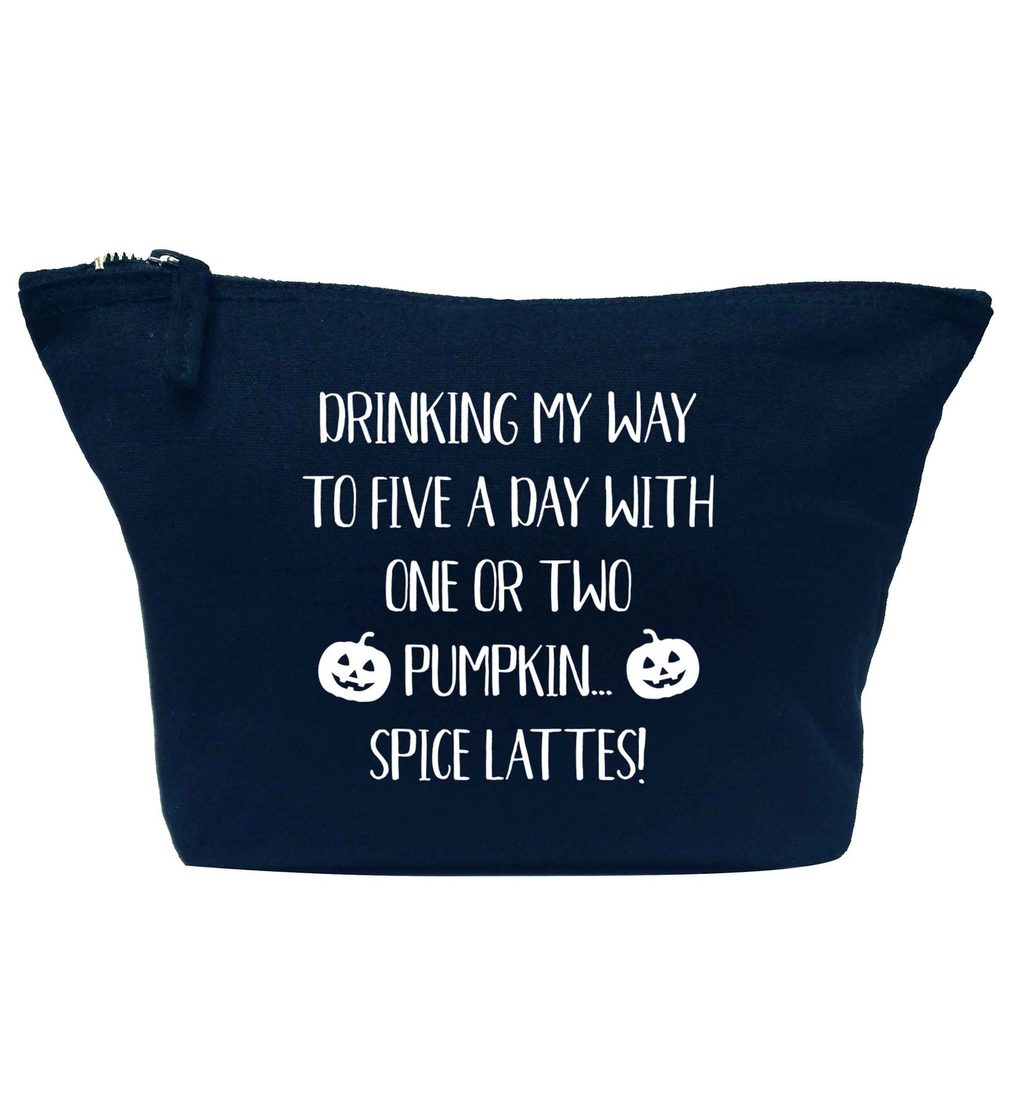 5 a Day Pumpkin Lattes navy makeup bag