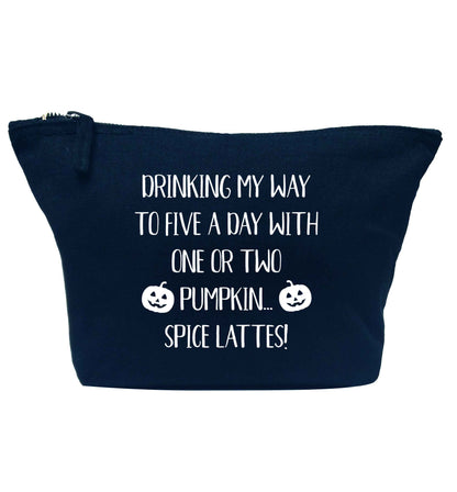 5 a Day Pumpkin Lattes navy makeup bag