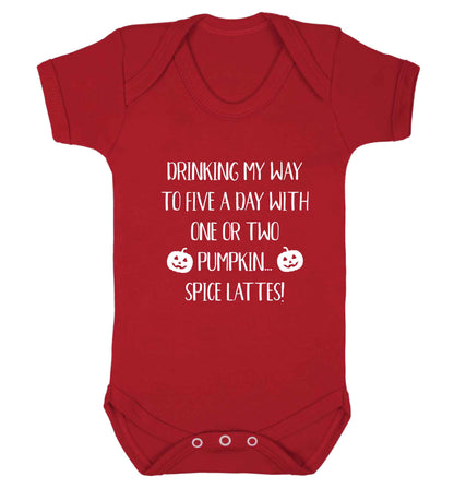 5 a Day Pumpkin Lattes baby vest red 18-24 months