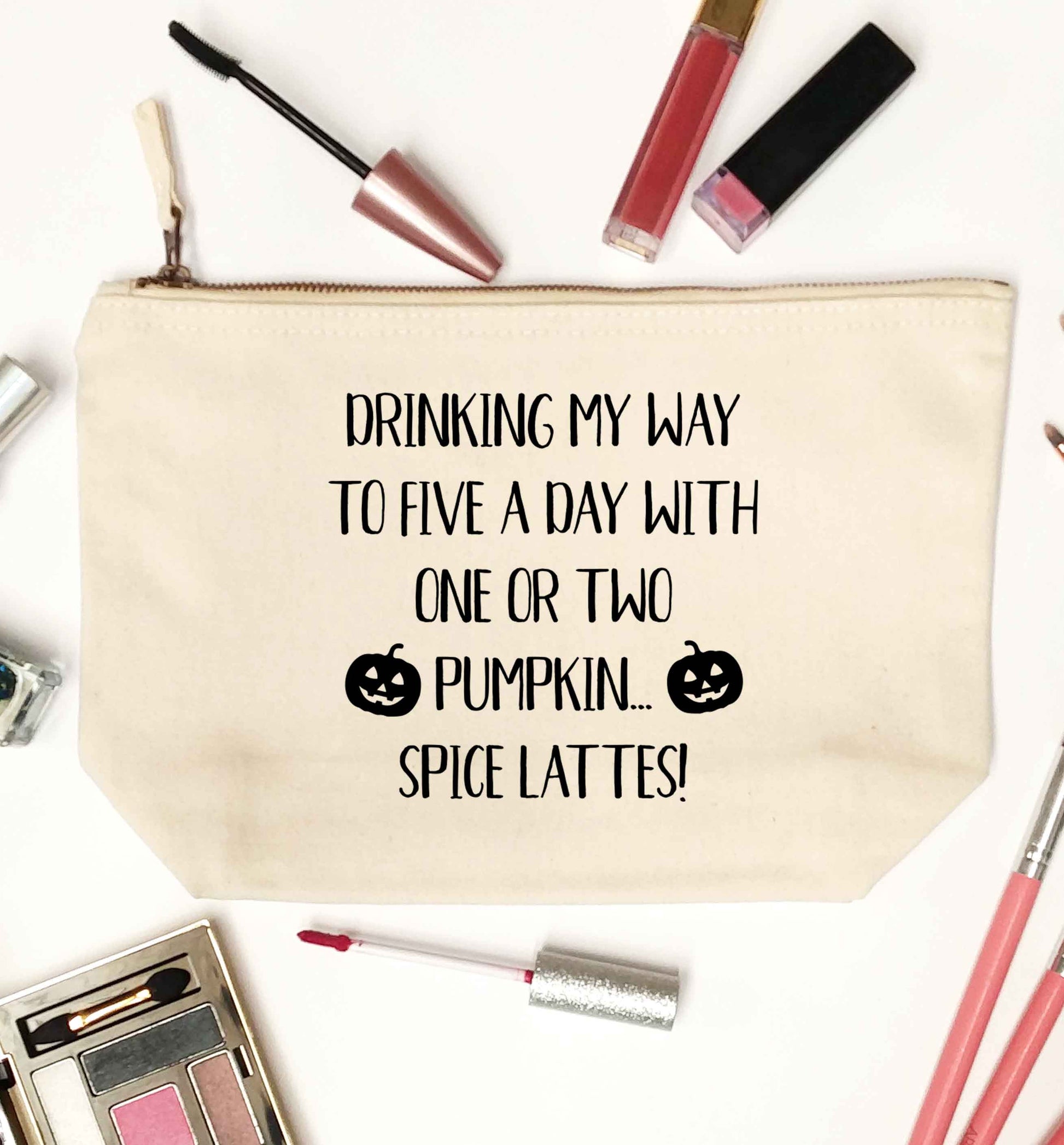 5 a Day Pumpkin Lattes natural makeup bag