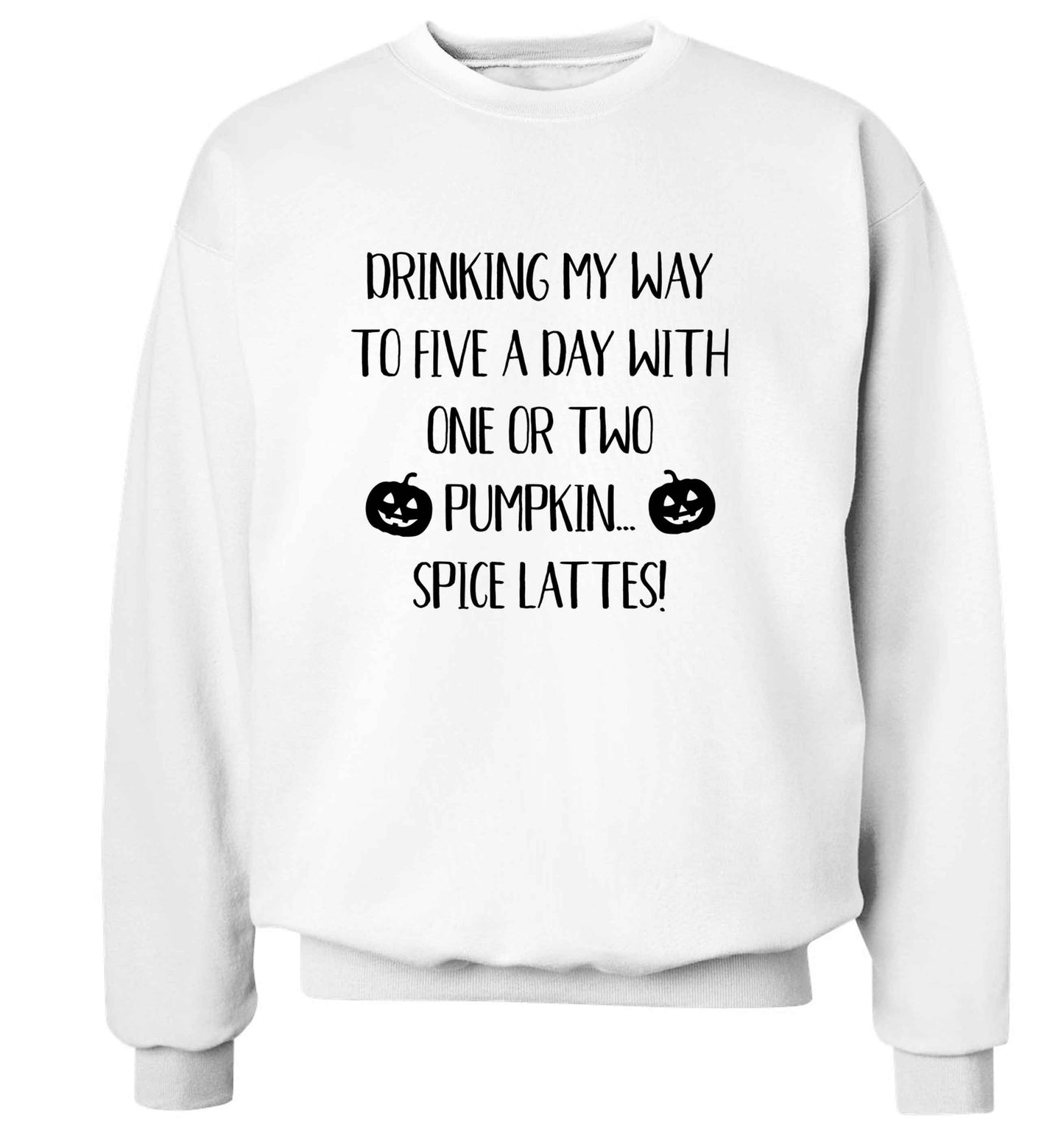 5 a Day Pumpkin Lattes adult's unisex white sweater 2XL