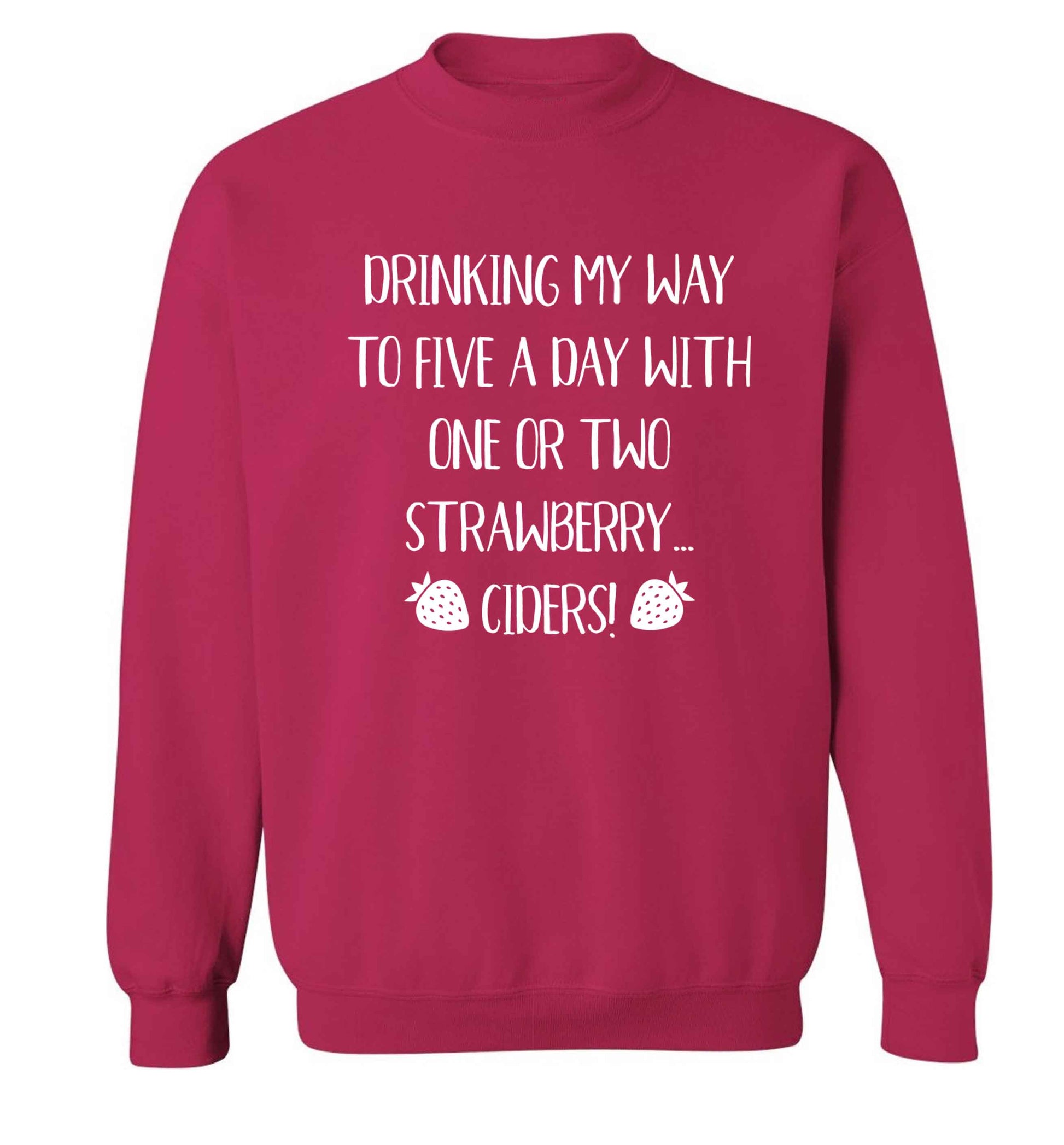 Drinking my way to five a day with one or two strawberry ciders Adult's unisex pink Sweater 2XL