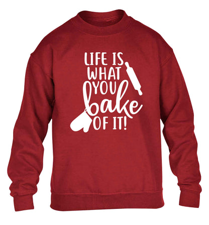 Life is what you bake of it children's grey sweater 12-13 Years