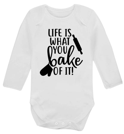Life is what you bake of it Baby Vest long sleeved white 6-12 months