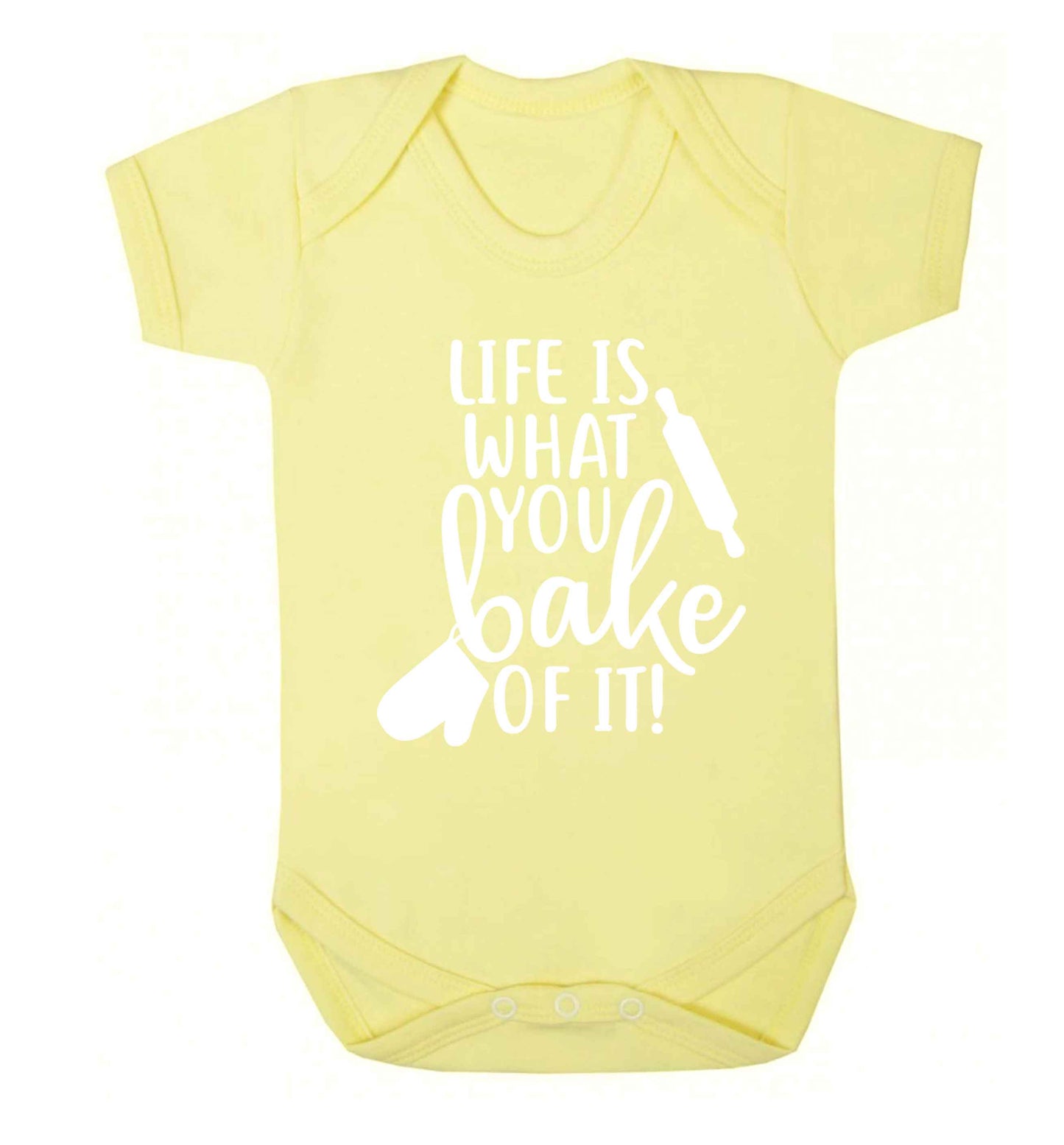 Life is what you bake of it Baby Vest pale yellow 18-24 months