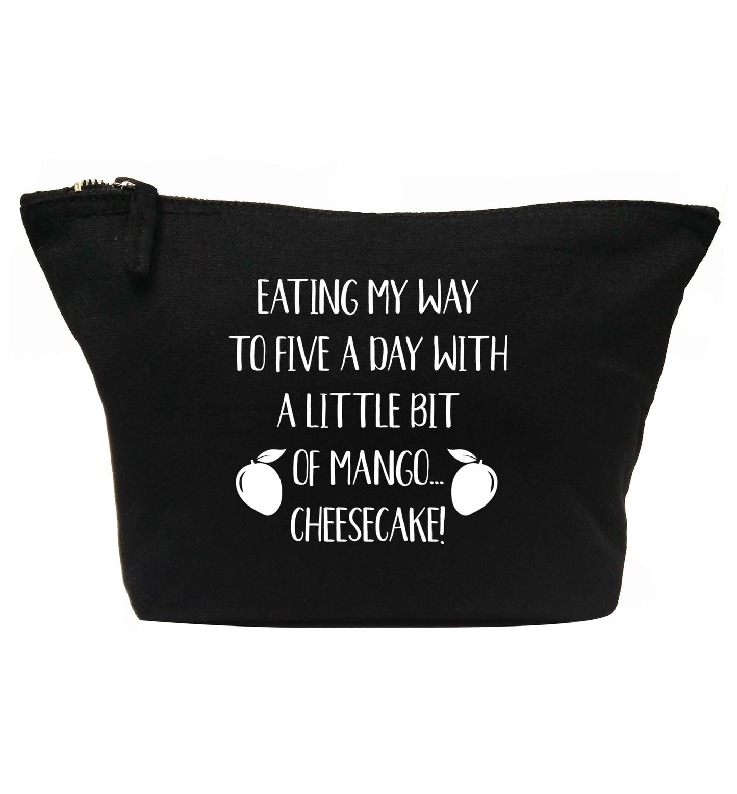 Eating my way to five a day with a little bit of mango cheesecake | makeup / wash bag
