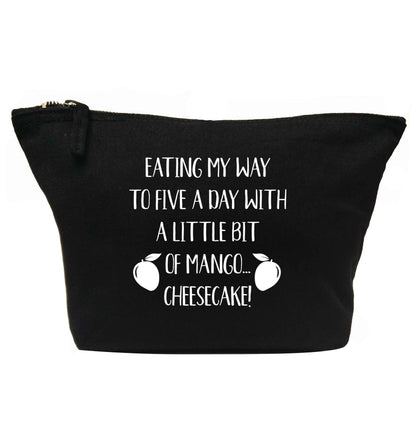 Eating my way to five a day with a little bit of mango cheesecake | makeup / wash bag