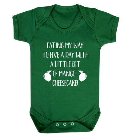 Eating my way to five a day with a little bit of mango cheesecake Baby Vest green 18-24 months