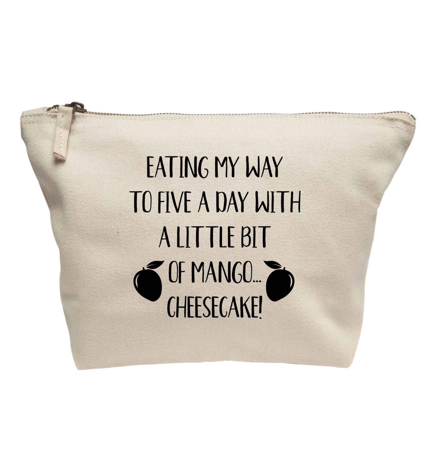 Eating my way to five a day with a little bit of mango cheesecake | makeup / wash bag