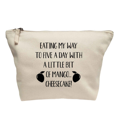 Eating my way to five a day with a little bit of mango cheesecake | makeup / wash bag