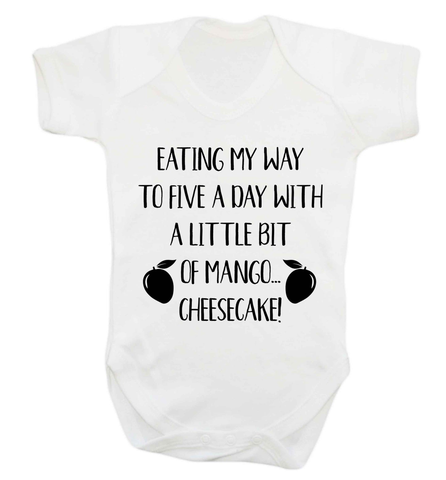 Eating my way to five a day with a little bit of mango cheesecake Baby Vest white 18-24 months