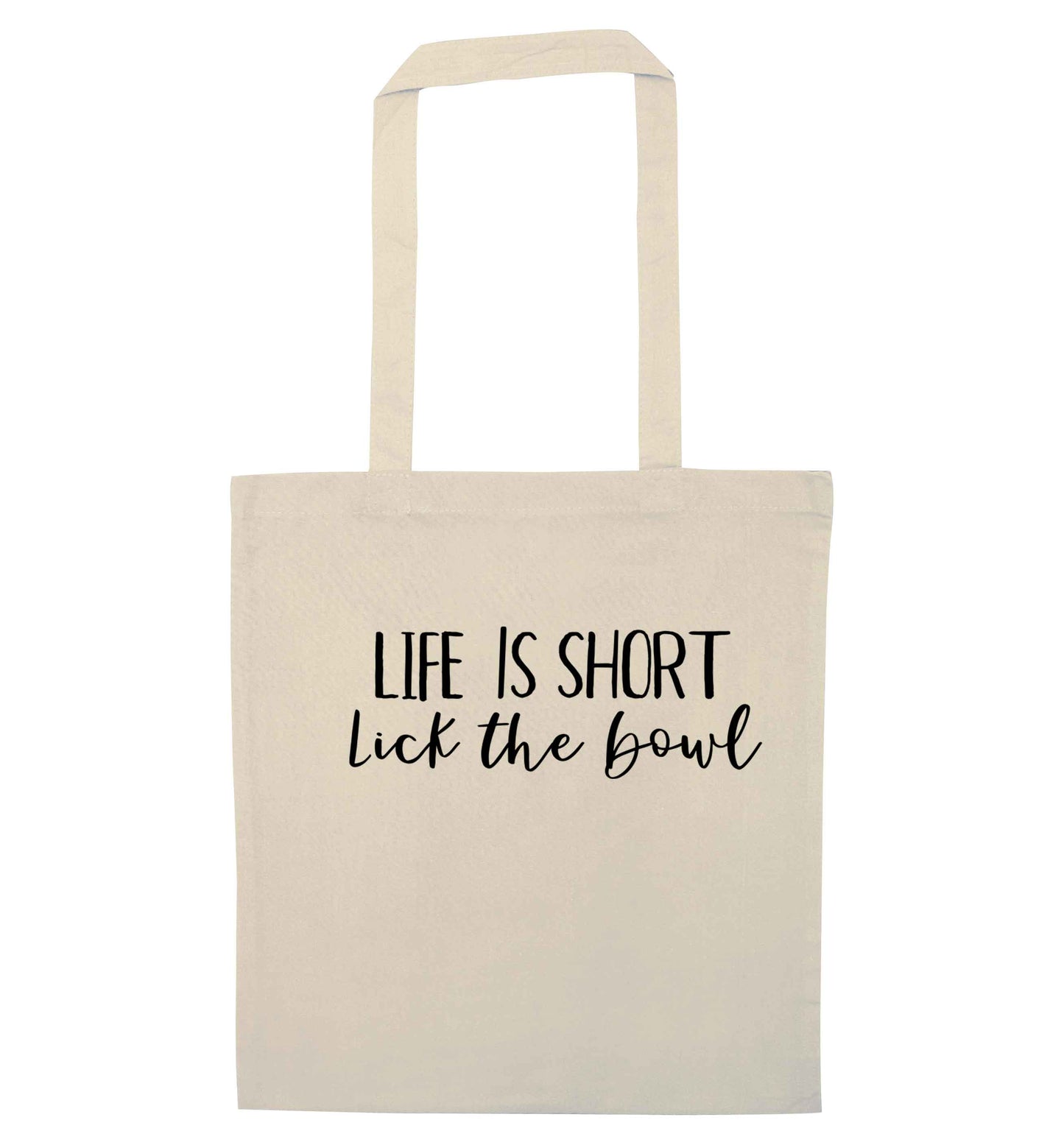 Life is short lick the bowl natural tote bag