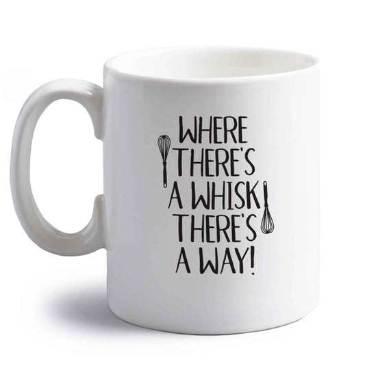 Good things come to those that bake right handed white ceramic mug 
