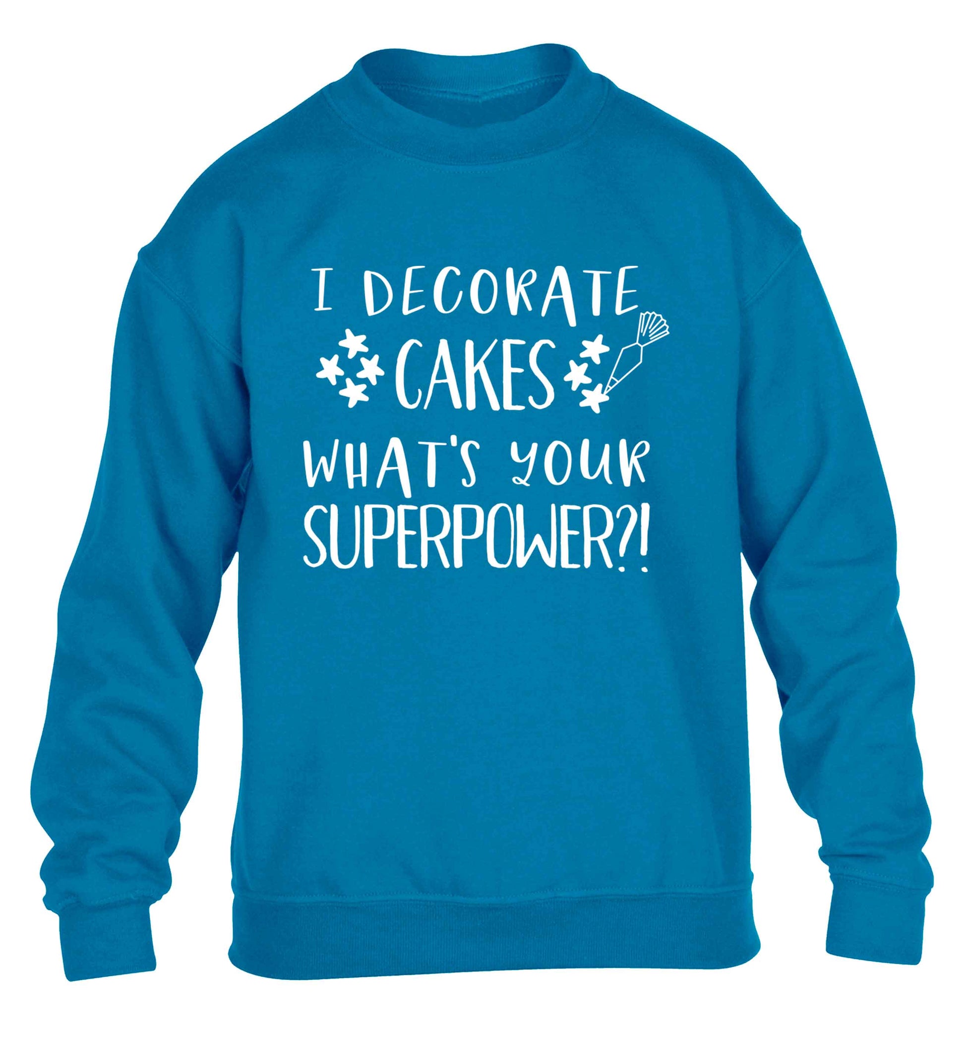 I decorate cakes what's your superpower?! children's blue sweater 12-13 Years