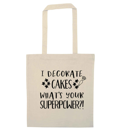 I decorate cakes what's your superpower?! natural tote bag