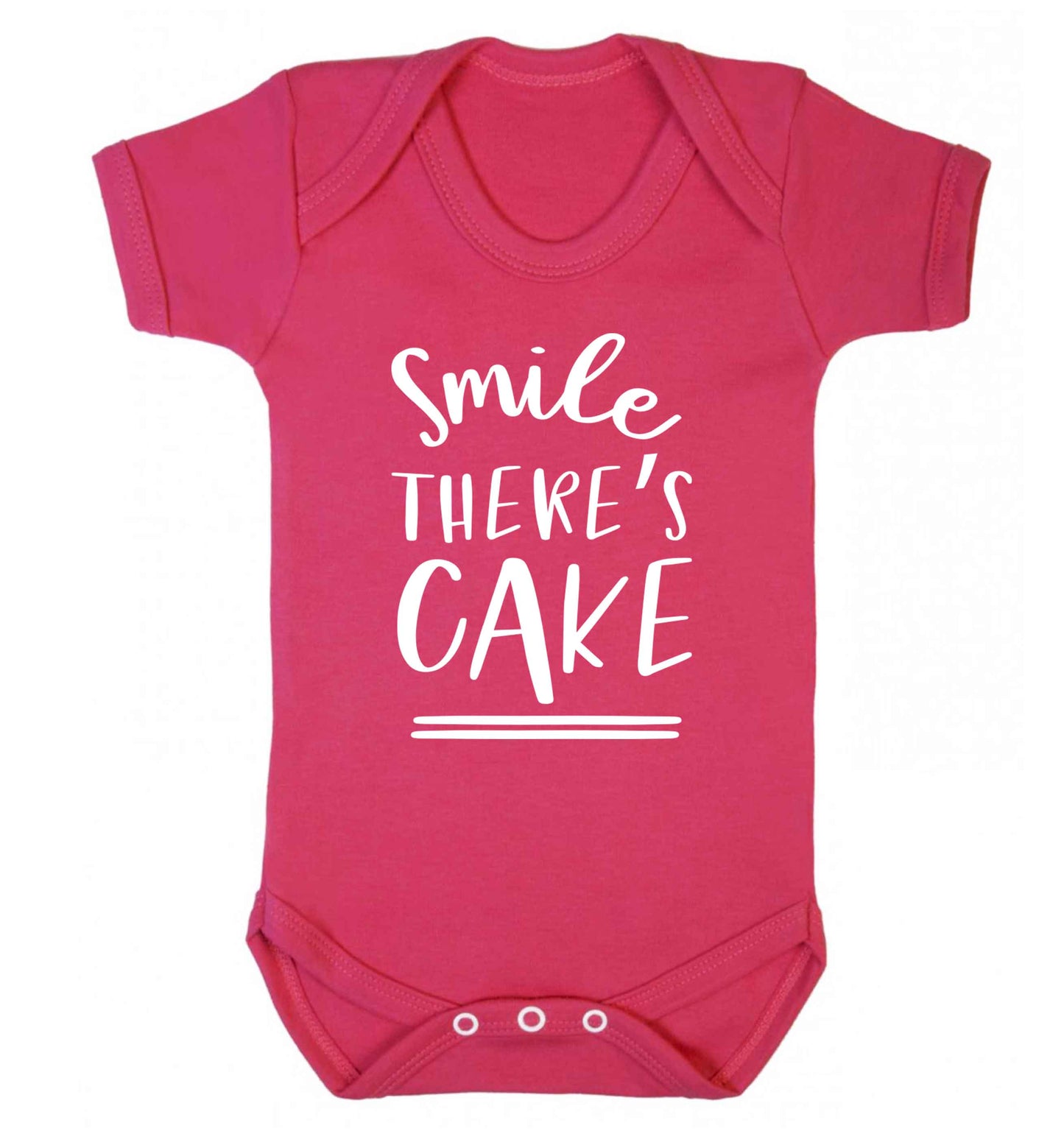 Smile there's cake Baby Vest dark pink 18-24 months