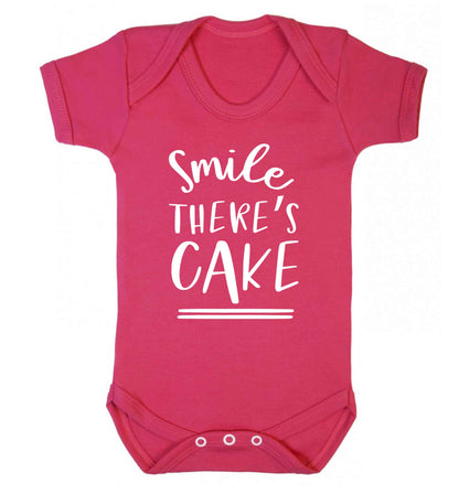 Smile there's cake Baby Vest dark pink 18-24 months