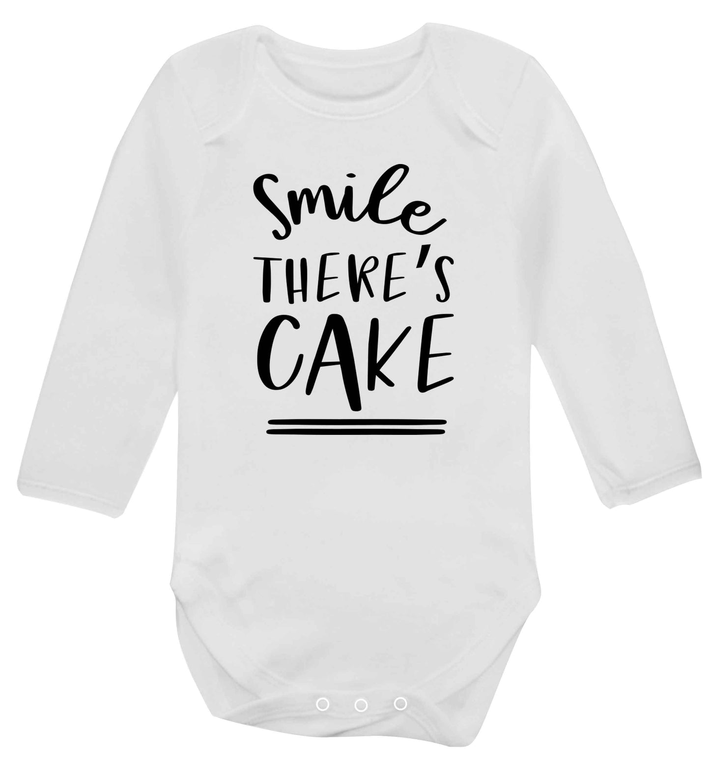 Smile there's cake Baby Vest long sleeved white 6-12 months