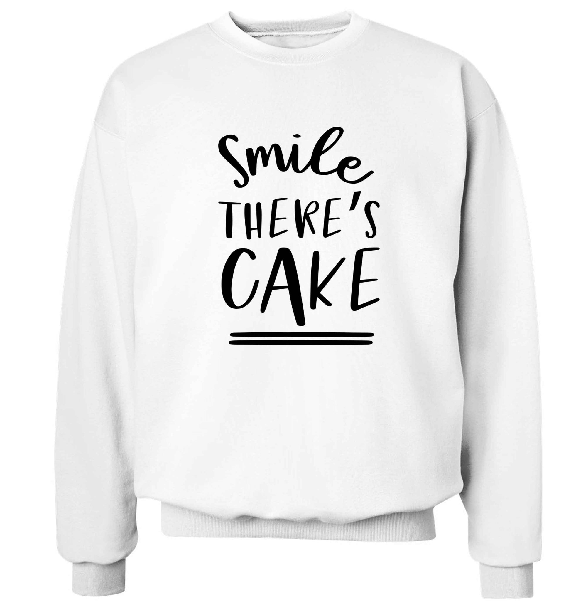 Smile there's cake Adult's unisex white Sweater 2XL