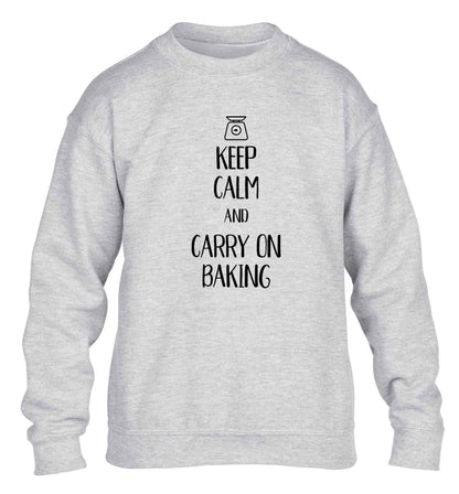 Keep calm and carry on baking children's grey sweater 12-13 Years