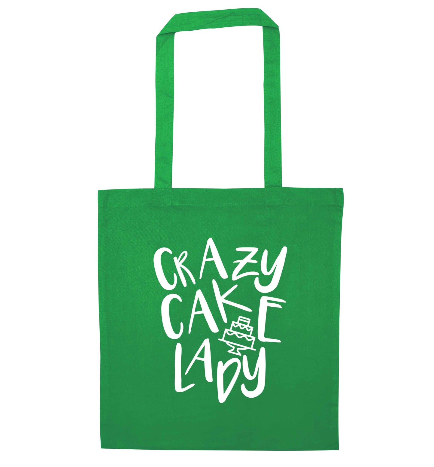 Crazy cake lady green tote bag