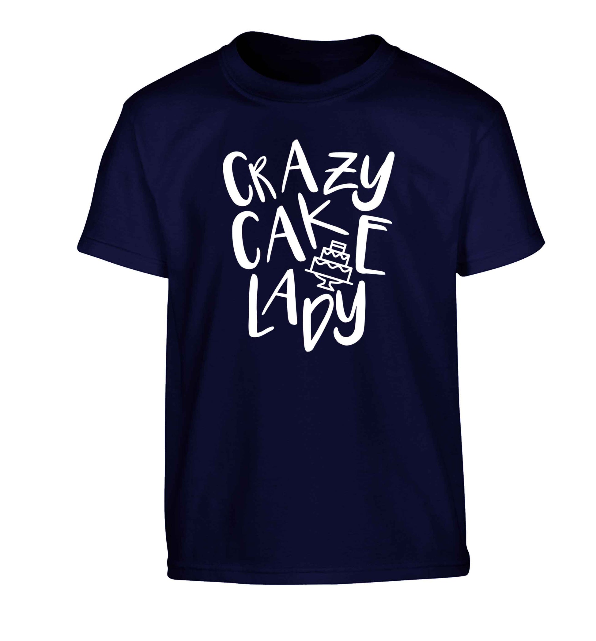 Crazy cake lady Children's navy Tshirt 12-13 Years