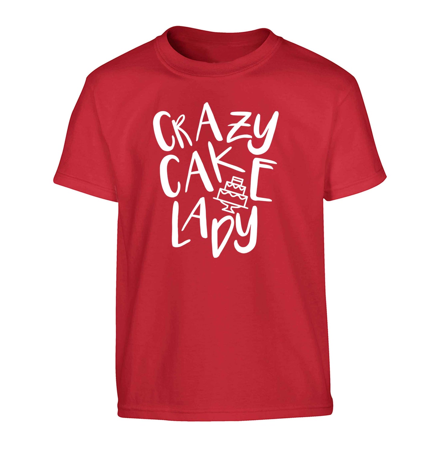 Crazy cake lady Children's red Tshirt 12-13 Years