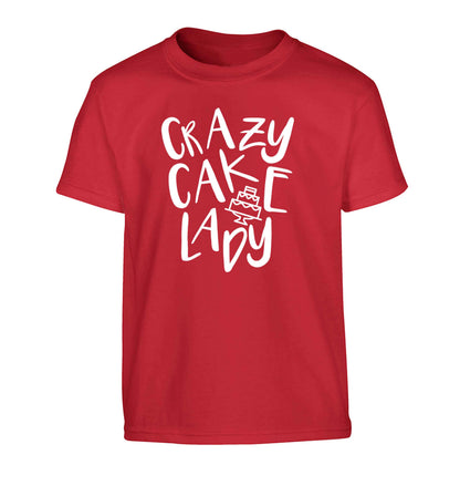 Crazy cake lady Children's red Tshirt 12-13 Years
