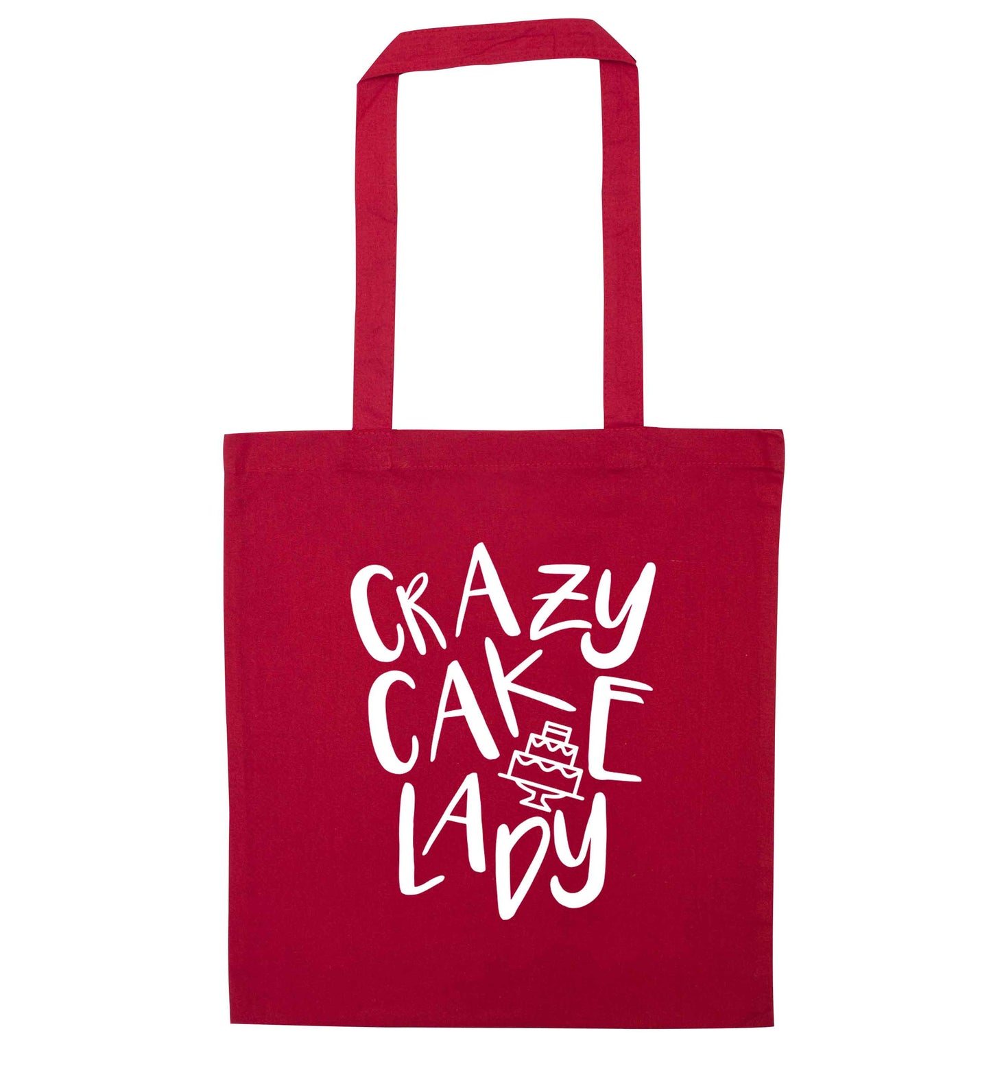 Crazy cake lady red tote bag